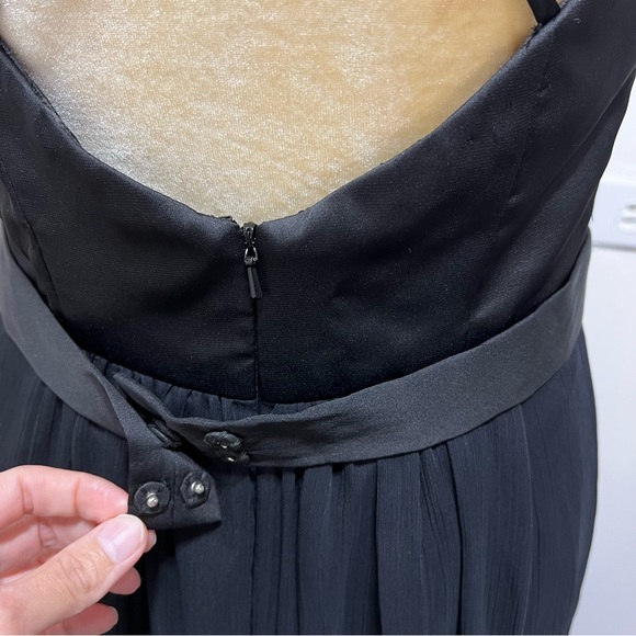 WHITE BY VERA WANG Charmeuse Chiffon Ruffle Dress Size 10 Strappy back in Black - Picture 10 of 13